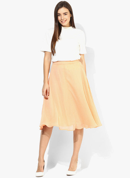 Femella Peach Semi Flared Skirt