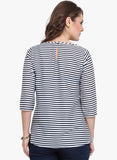 Dede's Navy Blue Striped Blouse--T-Shirt-Dede-Demo Store Rahul Khare - 3