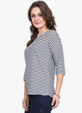 Dede's Navy Blue Striped Blouse--T-Shirt-Dede-Demo Store Rahul Khare - 4