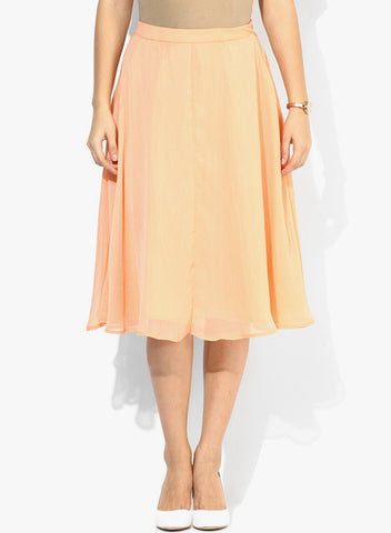 Femella Peach Semi Flared Skirt--Skirts-Femella-Demo Store Rahul Khare - 1