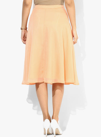 Femella Peach Semi Flared Skirt