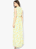 MIAMINX Yellow Coloured Printed Maxi Dress--Dresses-MIAMINX-Demo Store Rahul Khare - 1