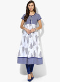 Short Sleeves Princess Panneled Anarkali With Contrast Placket--Kurtas & Kurtis-Sangria-Demo Store Rahul Khare - 1