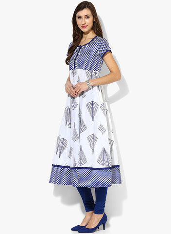 Short Sleeves Princess Panneled Anarkali With Contrast Placket--Kurtas & Kurtis-Sangria-Demo Store Rahul Khare - 3