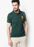 Green Slim Fit Polo T Shirt-Small / Green-T-Shirt-U.S. Polo Assn.-Demo Store Rahul Khare - 1